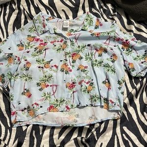 Hawaiian button up crop top
